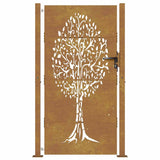 Garden Gate 100x200 cm Corten Steel Tree Design 153219