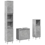 ZNTS 3 Piece Bathroom Furniture Set Concrete Grey Engineered Wood 3324953