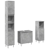 3 Piece Bathroom Furniture Set Concrete Grey Engineered Wood 3324953