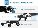 Folding Rollator Walker with Seat, Backrest, Lightweight Walking Frame with Storage Bag, Dual T3398P344717