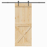 Sliding Door with Hardware Set 90x210 cm Solid Wood Pine 3332793