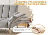 Modern Adjustable Velvet Sofa Bed with MultiPosition Backrest & Armrests, Metal Legs, Convertible N895P485351G