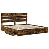 Storage Bed with Drawer Smoked Oak 180 x 200 cm Engineered Wood 3411881