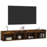TV Cabinets with LED Lights 2 pcs Smoked Oak 80x30x30 cm 837150