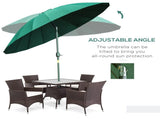 2.5m Shanghai Garden Parasol Umbrella with Crank & Tilt, Adjustable Outdoor Sun Shade, Green T3398P320082