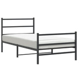 Metal Bed Frame without Mattress with Footboard Black 100x190cm 355377