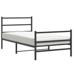 Metal Bed Frame without Mattress with Footboard Black 100x190cm 355377
