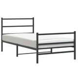 Metal Bed Frame without Mattress with Footboard Black 100x190cm 355377