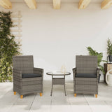 Garden Chairs with Cushions 2 pcs Grey Poly Rattan&Solid Wood 368718