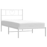 Metal Bed Frame without Mattress with Headboard White 80x200cm 355503