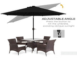 2.7m Outdoor Patio Garden Umbrella Parasol with Tilt Crank and 24 LEDs Lights, Black T3398P318674