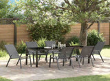 Garden Dining Set 7 pcs Grey and Black Powder-coated Steel 3379126