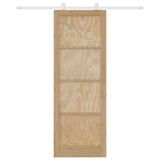 Sliding Door Natural and White 83 x 232 cm Solid Pine Wood 3445481