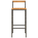 Bar Stools 2 pcs Grey Poly Rattan and Solid Wood Acacia 362607