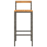 Bar Stools 2 pcs Grey Poly Rattan and Solid Wood Acacia 362607