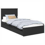Storage Bed with Headboard Black 75 x 190 cm Engineered Wood 3408509