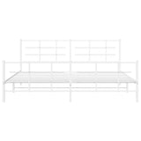 Metal Bed Frame without Mattress with Footboard White 193x203cm 355634