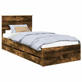 Bed Frame with Drawer Smoked Oak 100 x 200 cm Engineer Wood 3408016