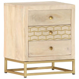 ZNTS Bedside Cabinet Gold 40x30x50 cm Solid Mango Wood 286504