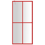Walk-in Shower Wall with Clear ESG Glass Red 100x195 cm 154946
