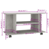 TV Cabinet with Castors Concrete Grey 80x40x45 cm Engineered Wood 800193