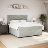 Box Spring Bed with Mattress Light Grey 200x200 cm Velvet 3291008