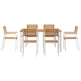 Garden Dining Set 7 pcs Solid Teak Wood and Stainless Steel 3334784
