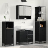 Bathroom Furniture Set 3 pcs Black Oak Engineered Wood 3402523