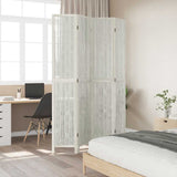 Room Divider 4 Panels White Solid Wood Paulownia 358676