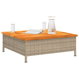 Garden Table Beige 70x70x25 cm Rattan and Acacia Wood 3281631