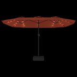Double-Head Garden Parasol with LEDs Terracotta 449x265 cm 362958