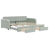 Daybed with Trundle&Drawers without Mattress Light Grey 90x190 cm 3197023