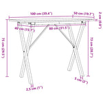 ZNTS Dining Table X-Frame 100x50x75 cm Solid Wood Pine and Steel 3282697