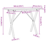 ZNTS Dining Table X-Frame 100x50x75 cm Solid Wood Pine and Steel 3282697