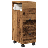 Narrow Bathroom Cabinet with Wheels Old Wood Engineered Wood 855239