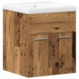 Bathroom Furniture Set with Door 3 pcs Old Wood Engineered Wood 3332541