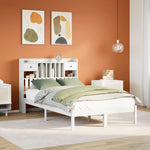 ZNTS Bookcase Bed without Mattress White 135x190 cm Double Solid Wood Pine 3321617