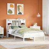 ZNTS Bookcase Bed without Mattress White 135x190 cm Double Solid Wood Pine 3321617