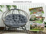 Folding Rattan Egg Chair, Freestanding Basket Chair with Cushion, Bottle Holder Bag for Outdoor or T3398P314720