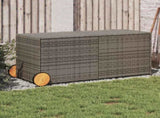 Garden Storage Box with Wheels Grey 283L Poly Rattan 365318