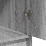Dressing Table with Mirror Lights 3 pcs Grey Engineered Wood 3334250