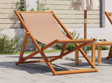 Folding Beach Chair Taupe Solid Wood Eucalyptus and Fabric 366565
