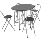 Five Piece Folding Dining Set MDF Black 243902