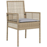 Garden Dining Set with Cushion 5 pcs Beige Poly Rattan 3379885