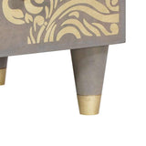 Highboard Grey and Gold 60 x 33 x 100 cm Solid Mango Wood 4018802