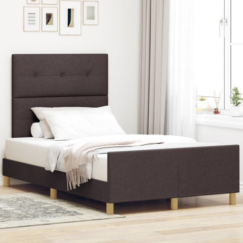 ZNTS Bed Frame Dark Brown 120x200 cm Fabric 3344721