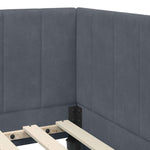 Corner Bed Frame with Headboard Dark grey 90 x 200 cm Velvet 42016349