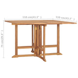 ZNTS Folding Garden Dining Table 110x110x75 cm Solid Wood Teak 318481