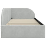 Corner Bed Frame with Headboard Light grey 90 x 200 cm Velvet 42016646