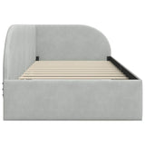 Corner Bed Frame with Headboard Light grey 90 x 200 cm Velvet 42016646